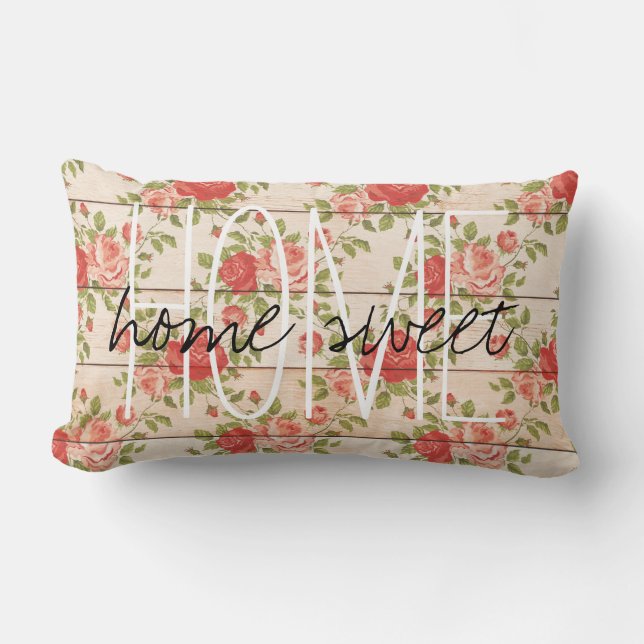 Cojín Lumbar Hogar, dulces Rosas rusos de cosecha (Anverso)