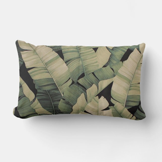 Cojín Lumbar Hoja botánica del plátano de la impresión del (Anverso)