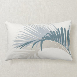 Cojín Lumbar Hoja de palmera azul con sombra 