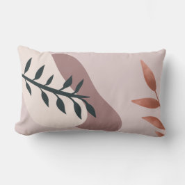 Cojín Lumbar hojas abstractas con fondo rosa suave