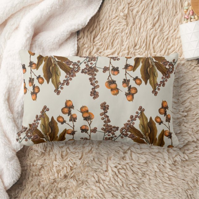 Cojín Lumbar Hojas de follaje de acuarela de otoño (Manta)