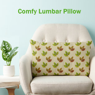 Cojín Lumbar Hojas de laurel elegantes y hermosas sobre beige c