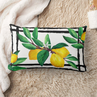 Cojín Lumbar Hojas de Limón Cítrico Amarillo Verde Hoja Línea N
