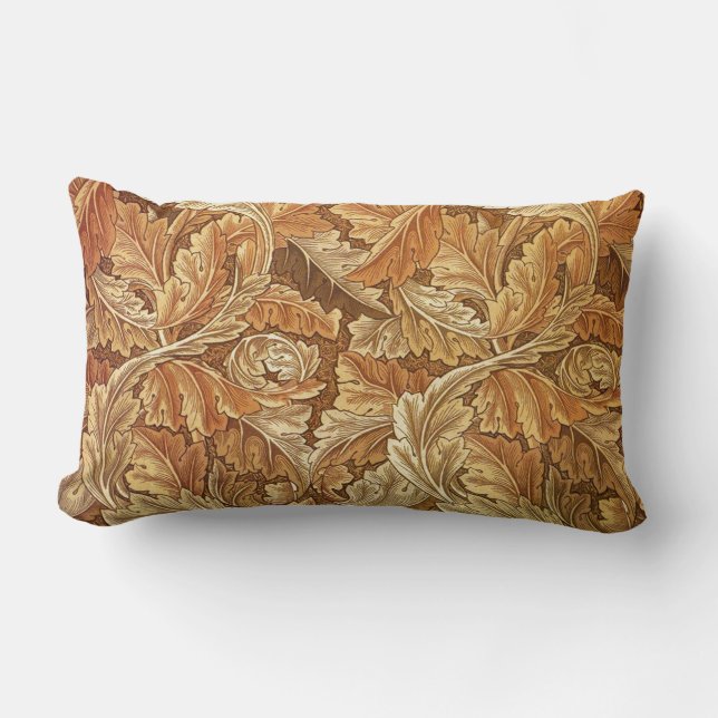 Cojín Lumbar Hojas de otoño Acanthus marrón de William Morris (Anverso)
