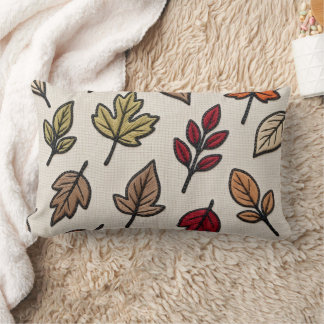 Cojín Lumbar Hojas de otoño modernas bordadas estéticas 