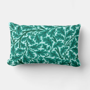 Cojín Lumbar Hojas de roble William Morris, turquesa y Aqua