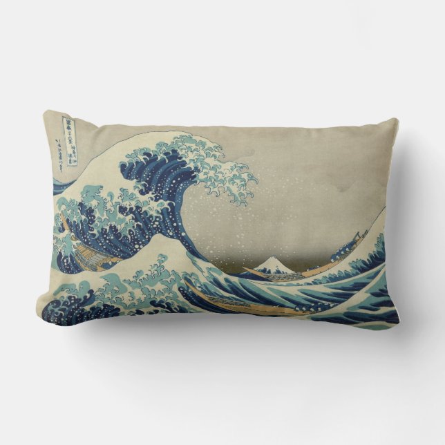Cojín Lumbar Hokusai: Gran onda de Kanagawa (Anverso)