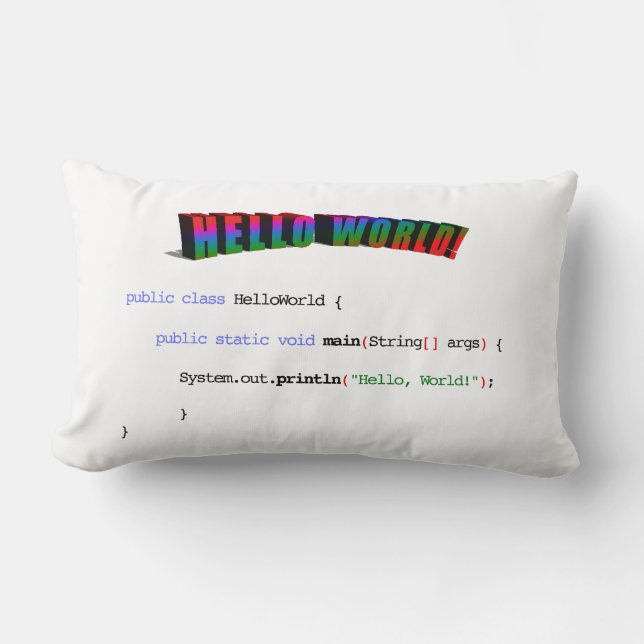 Cojín Lumbar Hola a todos los geek del mundo saludo Java (Anverso)