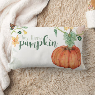 Cojín Lumbar Hola Calabaza Acuarela Nombre de Familia Otoño