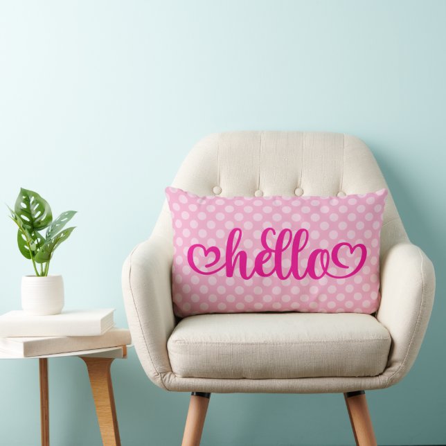 Cojín Lumbar Hola Corazones Lunares Rosa Claro (Silla)