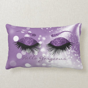 Cojín Lumbar Hola Gorgeous - Púrpura Eyelash y Brows