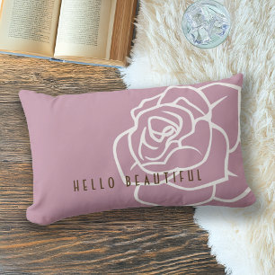 Cojín Lumbar Hola hermosa - Flor rosa rosa rosa moderna