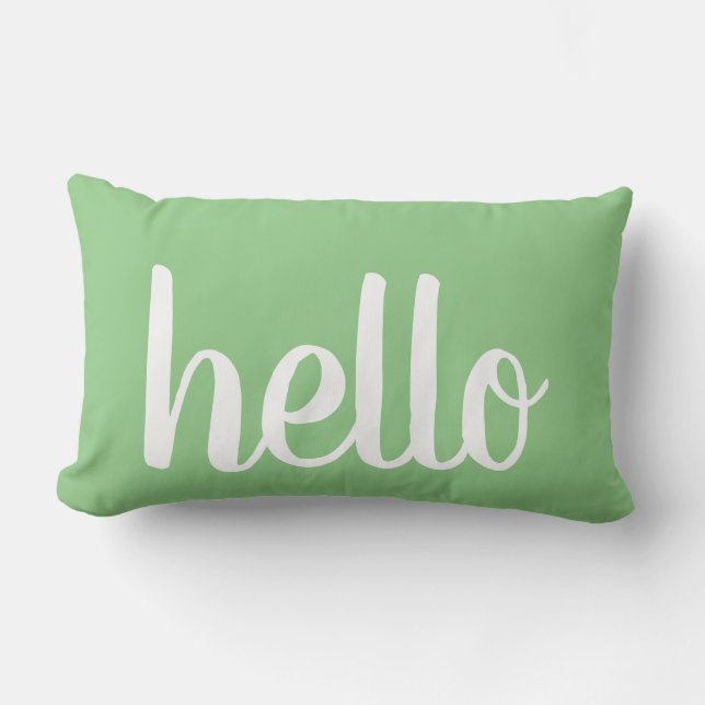 Cojín Lumbar Hola Mint Green Typography Lumbar Pillow (Anverso)