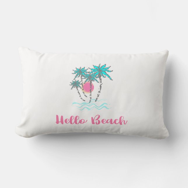 Cojín Lumbar Hola playa Tropical Verano Único (Anverso)
