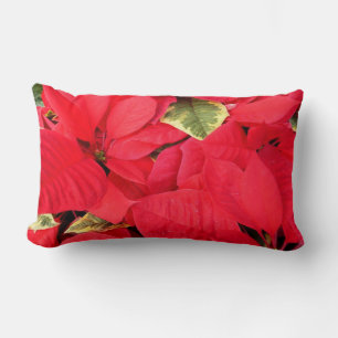 Cojín Lumbar Holly Point Poinsettias Holiday Floral