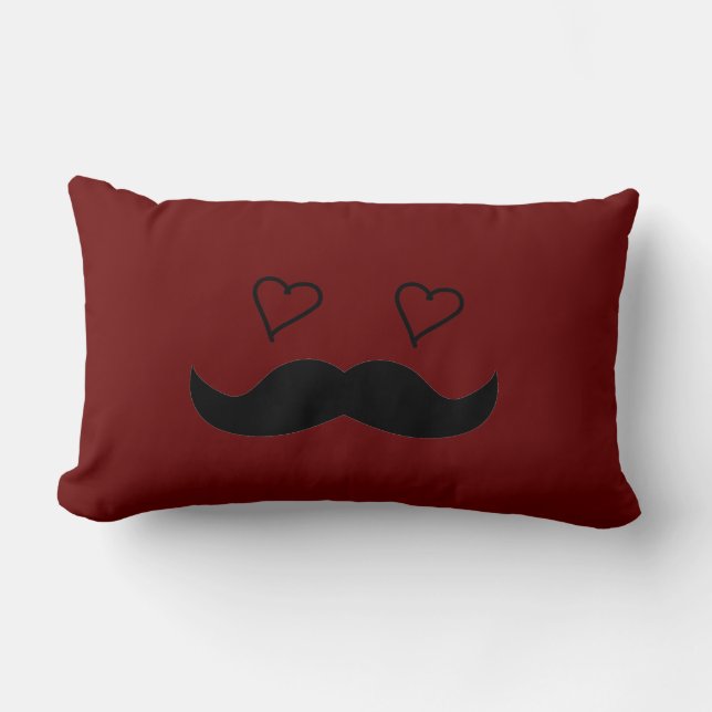 Cojín Lumbar Hombre del bigote con los ojos del corazón (Anverso)
