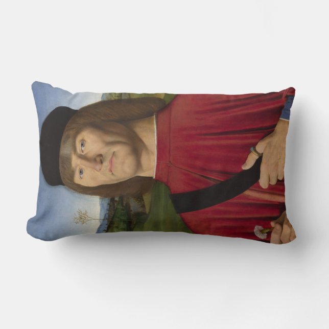 Cojín Lumbar Hombre fuerte con clavel rosado (arte renacentista (Anverso)