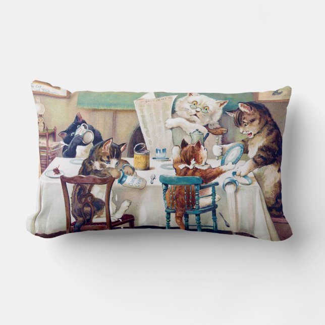 Cojín Lumbar Hora del desayuno del gato, Louis Wain (Anverso)