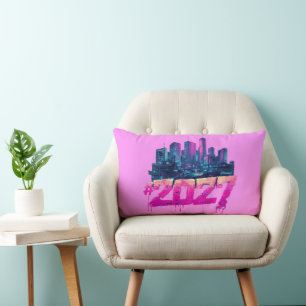 Cojín Lumbar Horizonte de Cyberpunk 2027 Grafiti Neon