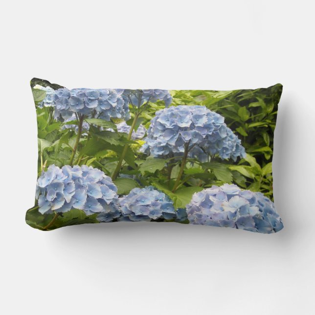 Cojín Lumbar Hortensias Azules Profundas (Anverso)