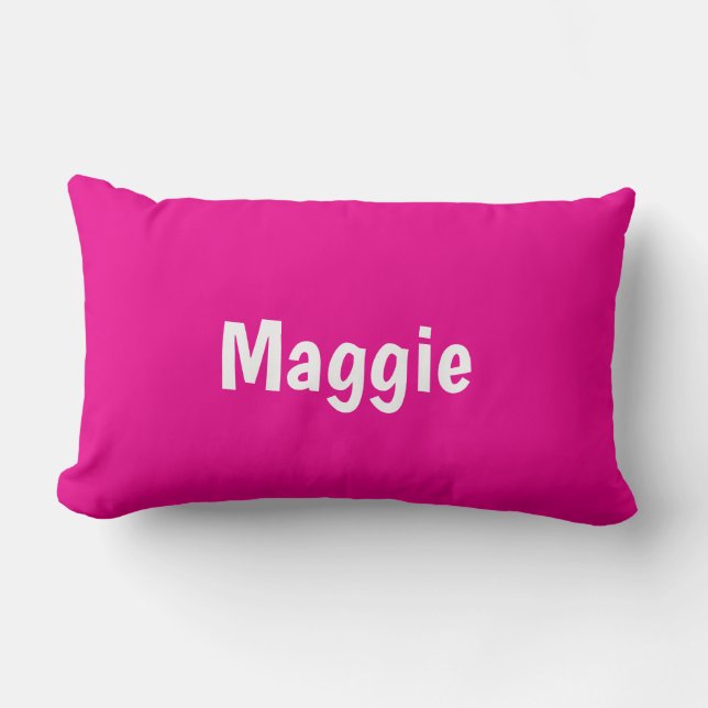Cojín Lumbar Hot Pink Modern Personalized Name (Anverso)