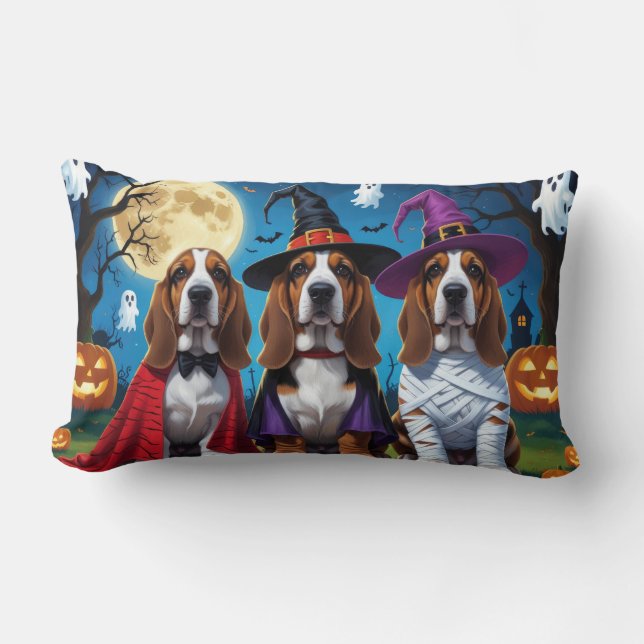 Cojín Lumbar Hound Hound Dogs Pumpkin Halloween Funny (Anverso)