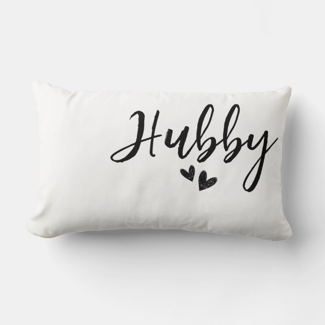Cojín Lumbar Hubby, minimalist wedding pillow  (Anverso)
