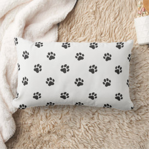 Cojín Lumbar Huellas de patas de animales en blanco y negro