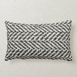 Cojín Lumbar Hueso de arenisca Tweed Rústico Knit Blanco y Negr