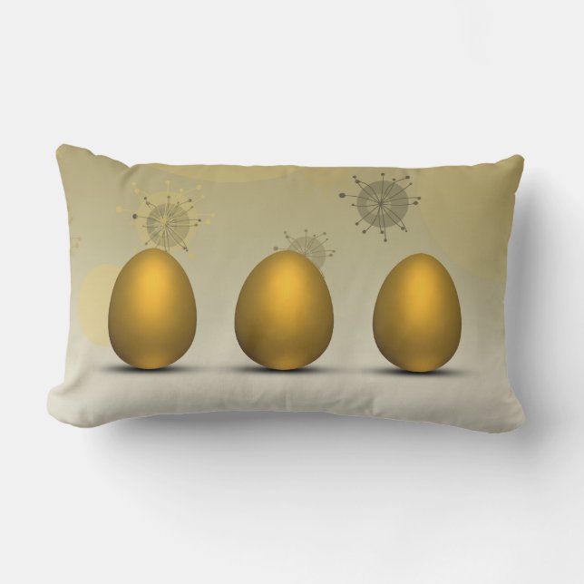 Cojín Lumbar Huevos de Pascua de oro modernos (Anverso)