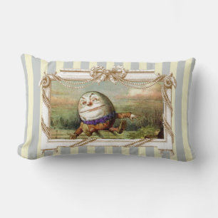 Cojín Lumbar Humpty Dumpty y Alice con rayas azules y blancas