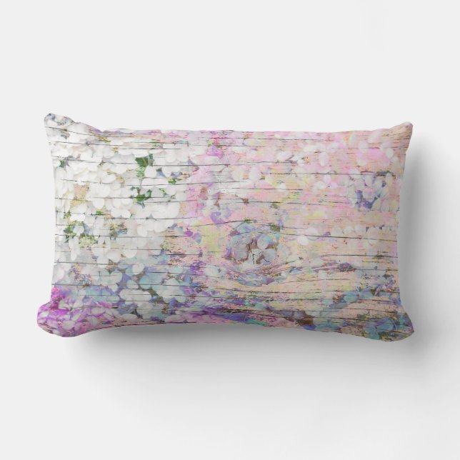 Cojín Lumbar Hydrangea Floral Pink Country Vintood (Anverso)