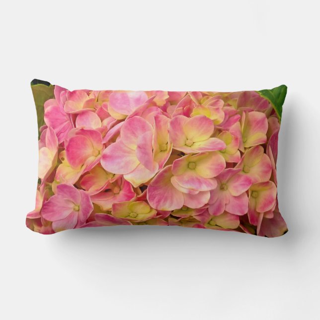 Cojín Lumbar Hydrangea rosa Flores Lumbar Pillow (Anverso)
