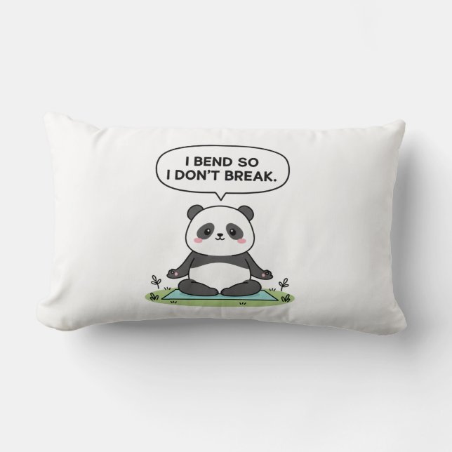 Cojín Lumbar “I Bend So I Don’t Break” panda design (Anverso)
