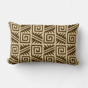 Cojín Lumbar Ikat Aztec Tribal - Marrón oscuro y Tan