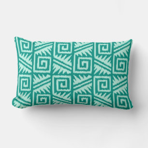 Cojín Lumbar Ikat Azteca Tribal - Turquesa y Aqua