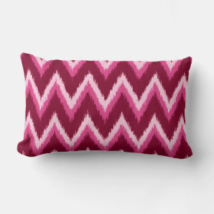 Cojín Lumbar Ikat Chevron Stripes - Burqundy, Rosa y rosa