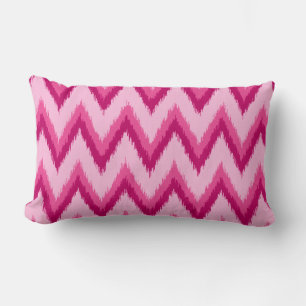 Cojín Lumbar Ikat Chevron Stripes - Fuchsia y rosa pálido