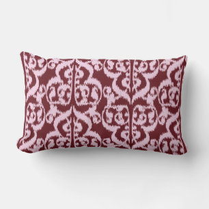 Cojín Lumbar Ikat Moorish Damask - Borgoña y rosa