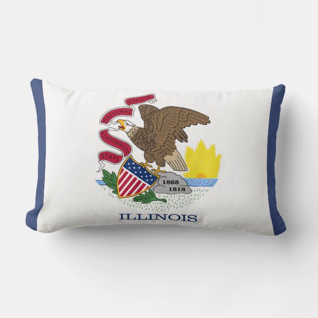 Cojín Lumbar Illinois State Flag Print Patriotic (Anverso)