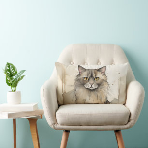 Cojín Lumbar Ilustracion acuático Maine Coon
