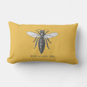 Cojín Lumbar Ilustración antigua de insecto bug abeja reina