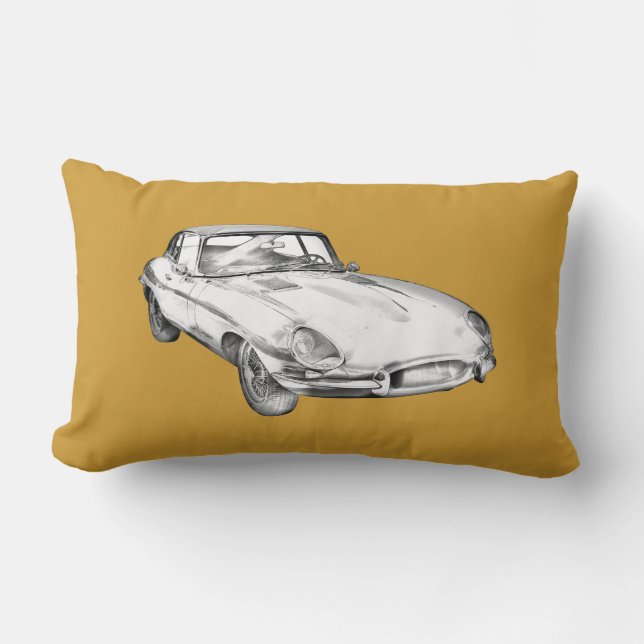 Cojín Lumbar Ilustracion antiguo 1964 del coche de deportes de (Anverso)