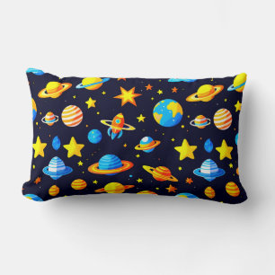 Cojín Lumbar Ilustración Colorida del Tema Espacial con Planeta