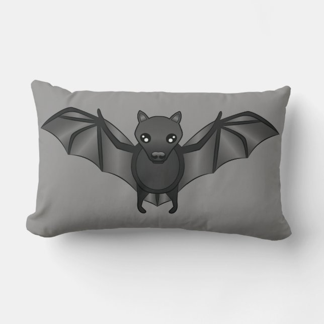 Cojín Lumbar Ilustracion Cute Personalizado Bat Halloween (Anverso)