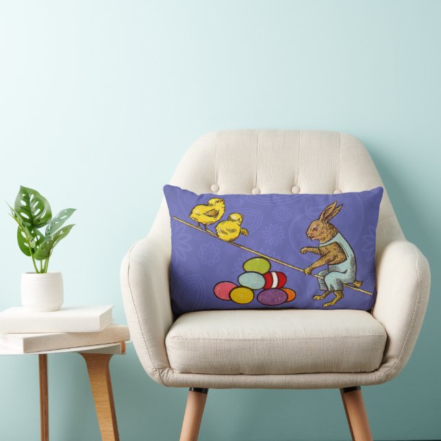 Cojín Lumbar Ilustracion de huevos de gallinas confitadas de Pa (Silla)
