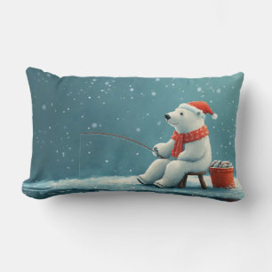 Cojín Lumbar Ilustracion festivo de un oso polar