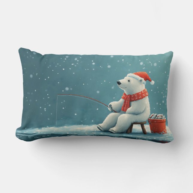 Cojín Lumbar Ilustracion festivo de un oso polar (Anverso)