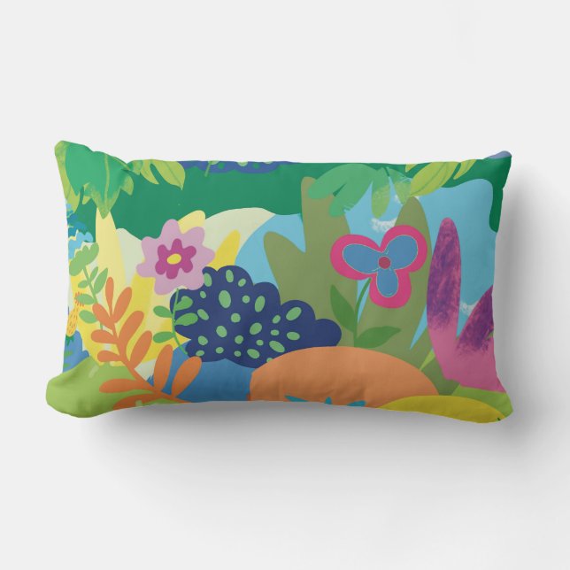 Cojín Lumbar Ilustración floral tropical, flores de verano  (Anverso)