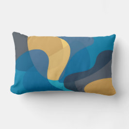 Cojín Lumbar Ilustracion ondulado azul, amarillo, fresco y mode
